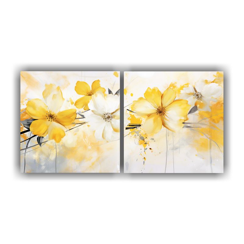 GENERICO - Conjunto De 2 Lienzos Inspiradores Para Salón En Tonos Amar 160x80cm