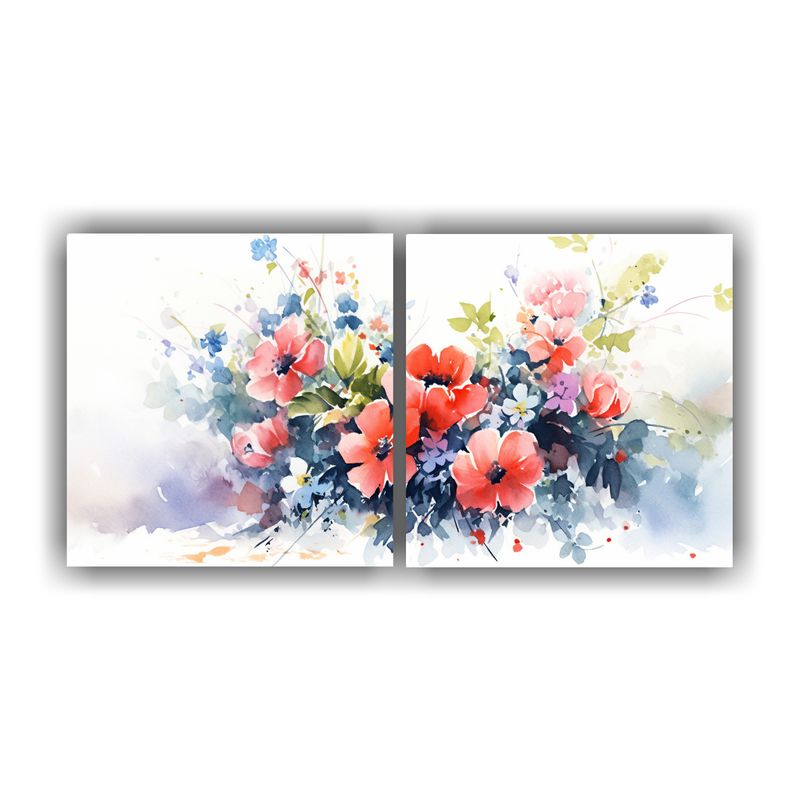 GENERICO - Pintura En Lienzo Estilo Acuarelas De Flores: Decoración De 160x80cm