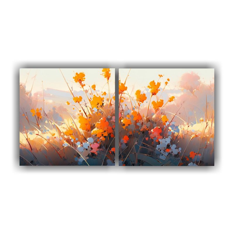 GENERICO - Pintura Floral En Lienzo Relieve Intenso Amarillo Y Magenta  160x80cm