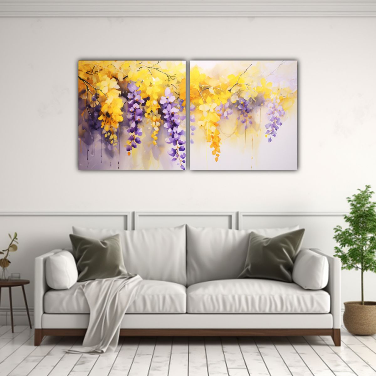 GENERICO - Cuadros Decoración Enigmático Amapolas Amarillas Pintura A 160x80cm