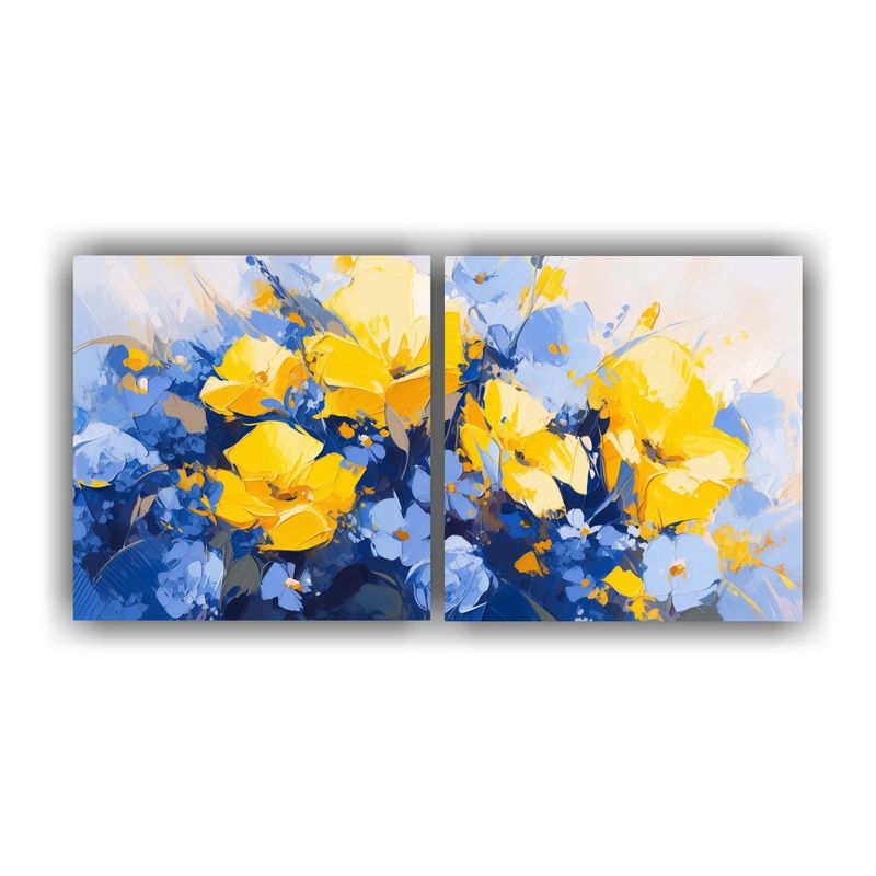 GENERICO - Pinturas En Lienzo De Flores Amarillas Y Azules Con Temátic 160x80cm