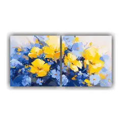 GENERICO - Pinturas En Lienzo De Flores Amarillas Y Azules Con Temátic 160x80cm