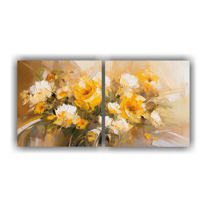 GENERICO - Pintura Decorativa De Contraste Amarillo Y Dorado En Lienzo  160x80cm