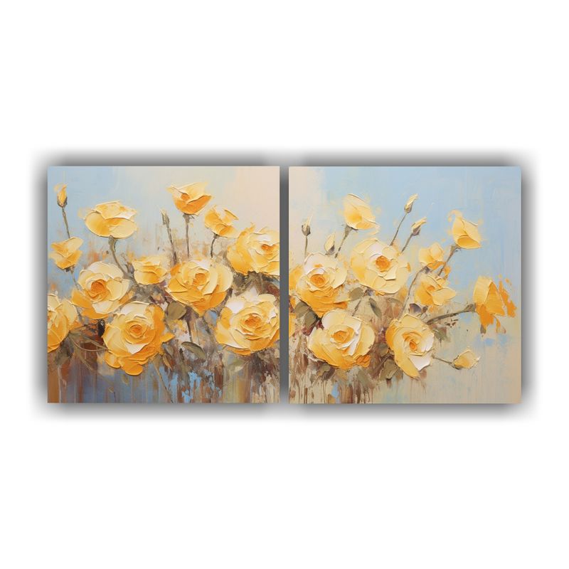 GENERICO - Lienzo Cuadro Obra Maestra Amarillo Flores En Lienzo Estilo  160x80cm