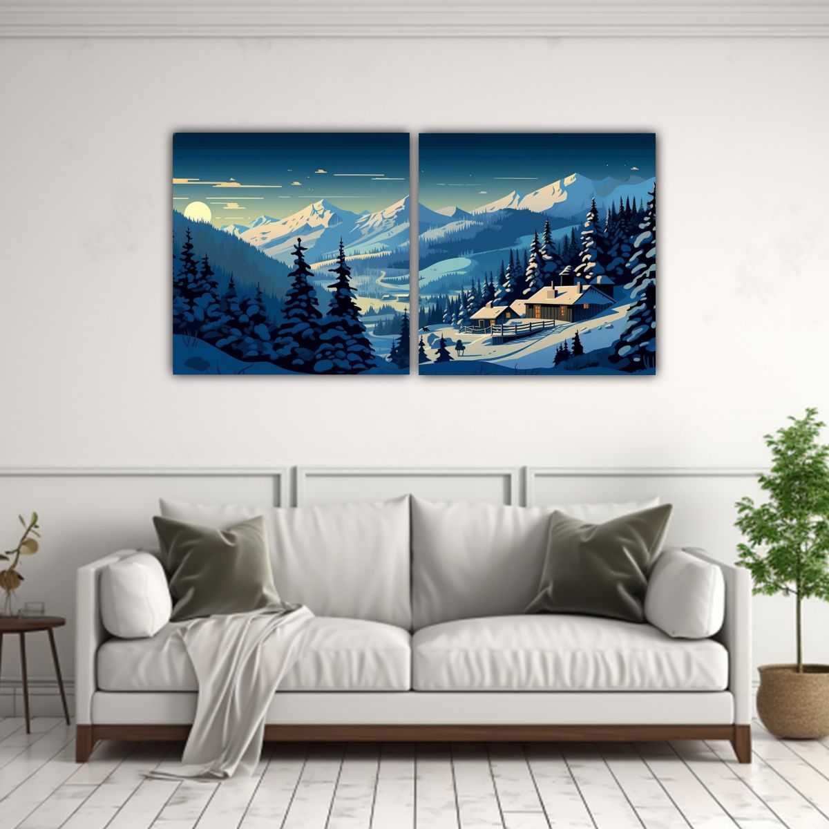 GENERICO - Pintura Decorativa Multicolor Díptico Calidos De Las Monta 160x80cm