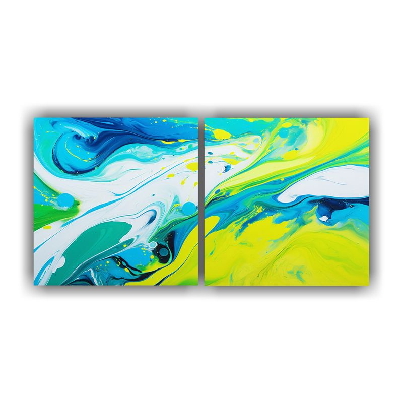 GENERICO - Pinturas Decorativas Amarillo Verde Azul Y Blanco Con Diseñ 160x80cm