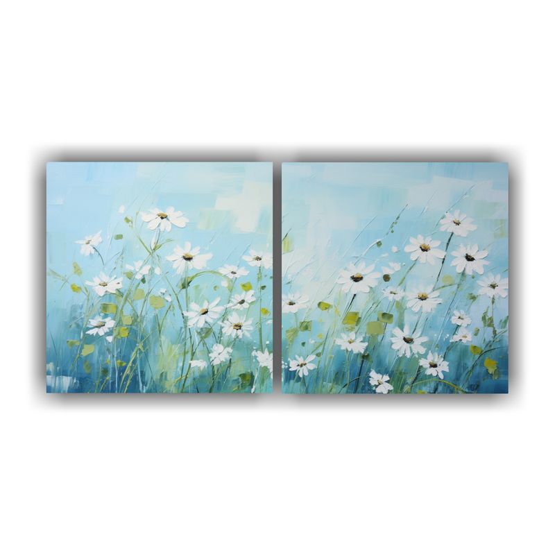 GENERICO - Diptico Patron Intenso Multicolor: Pintura De Flores En Lien 160x80cm