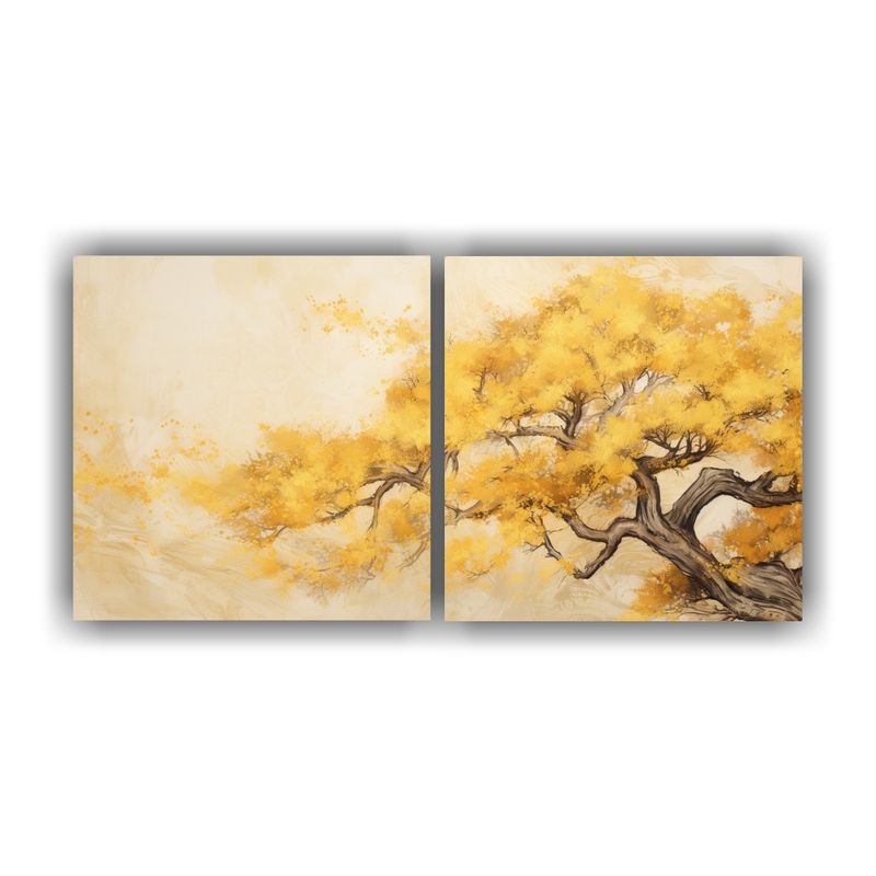 GENERICO - Cuadros Decorativos Espacio Árbol De Ciprés En Amarillo Y  160x80cm