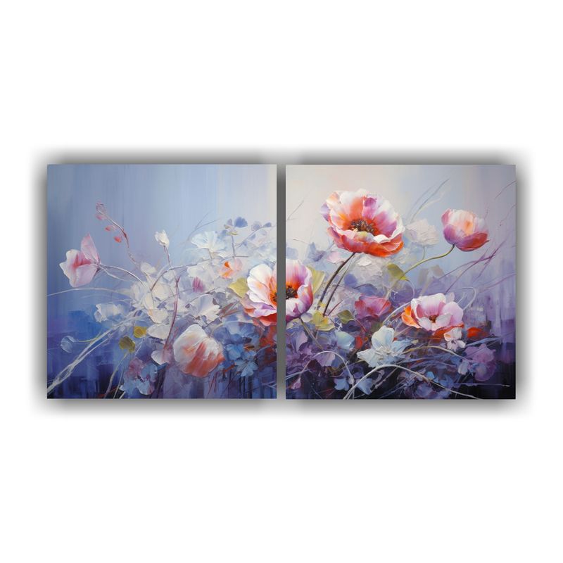 GENERICO - Set 2 Artes Cuadro Gama De Colores A Flores De Pascua O Noch 160x80cm