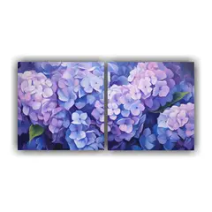 GENERICO - Pintura Abstracta De Hortensias, Líneas Finas Y Vitalidad 160x80cm