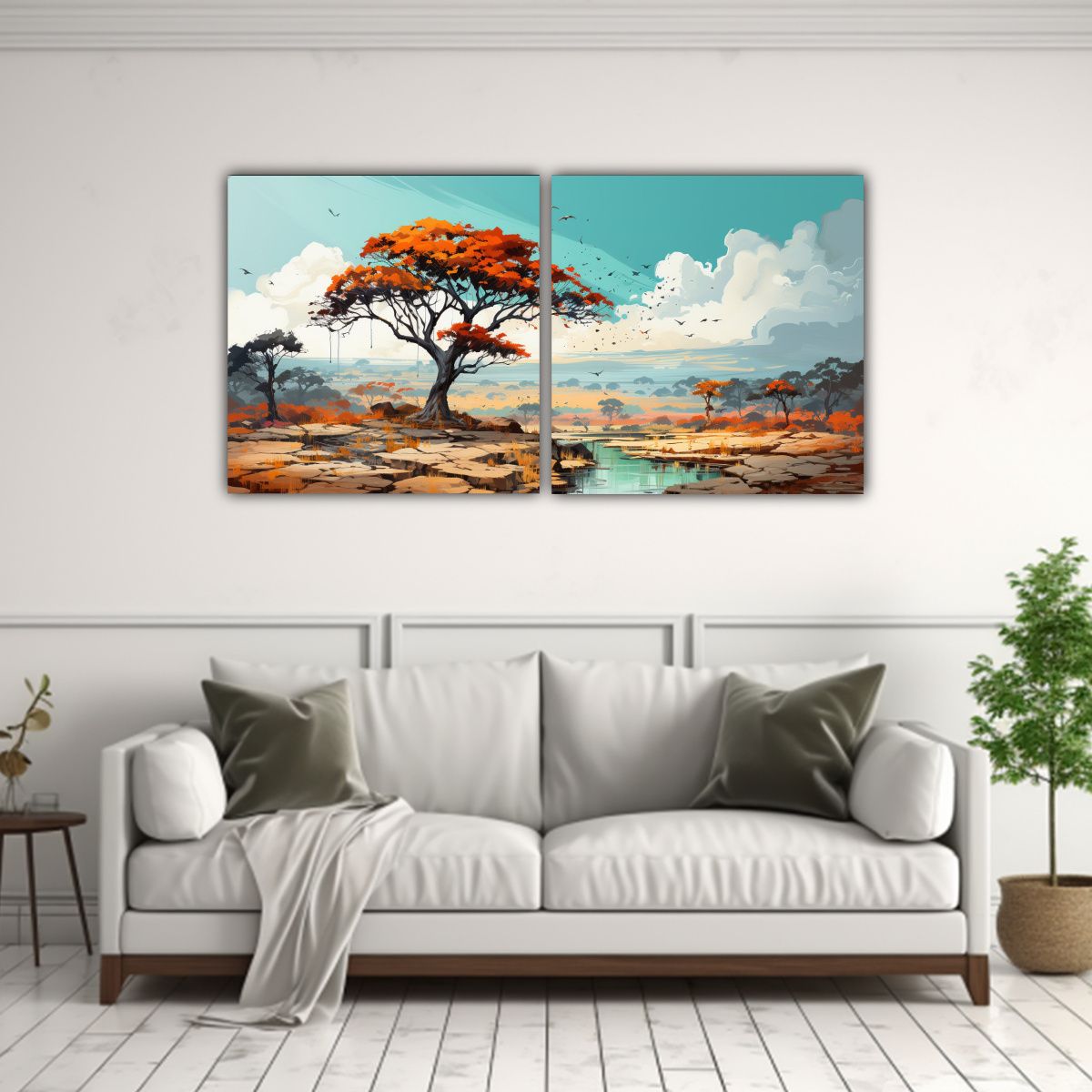 GENERICO - Cuadros Modernos Equilibrados De La Sabana Y El Desierto En  160x80cm