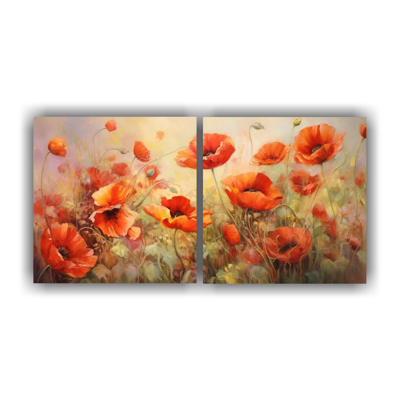 GENERICO - Pintura Abstracta De Amapolas En Acuarela Para Comedor Set D 160x80cm