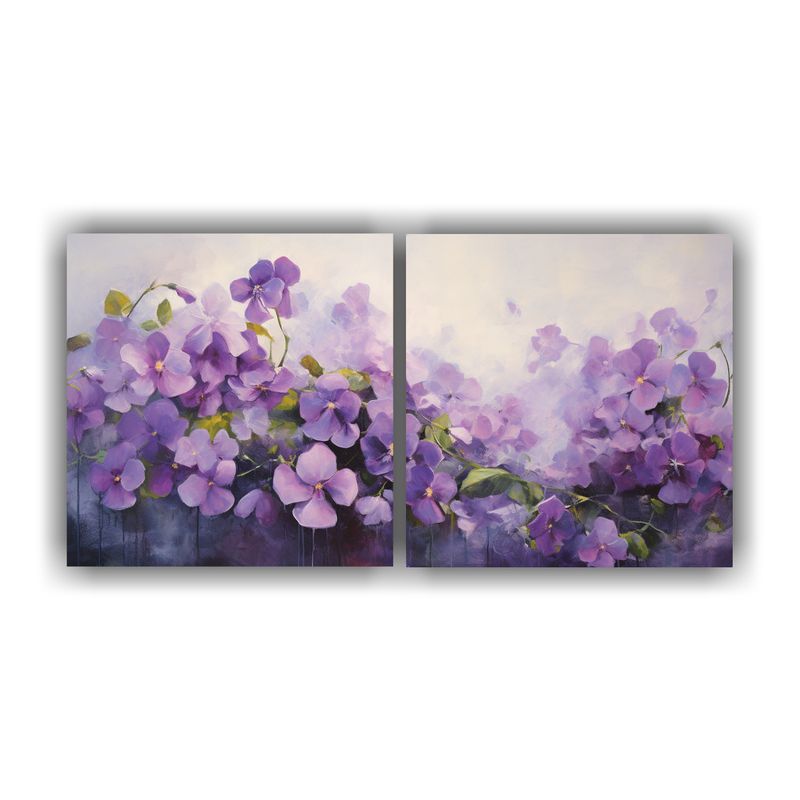 GENERICO - Pinturas Abstractas De Flores Violetas En Tela Canvas, Estil 160x80cm