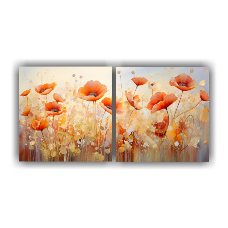GENERICO - Pintura Abstracta De Amapolas Doradas En Acuarela 160x80cm