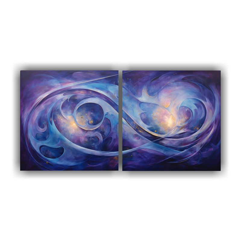 GENERICO - Lienzos Decorativos Abstractos En Azules Celestiales Con Pat 160x80cm