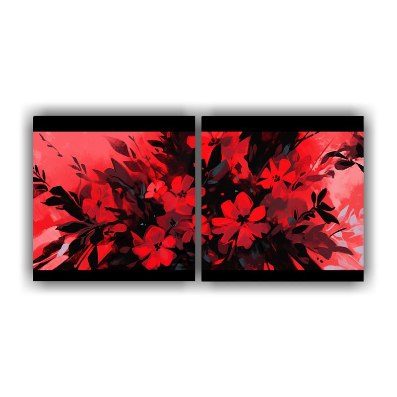 GENERICO - Pinturas Decorativas En Estilo Neonoir, Tonos Rojo Y Negro,  160x80cm
