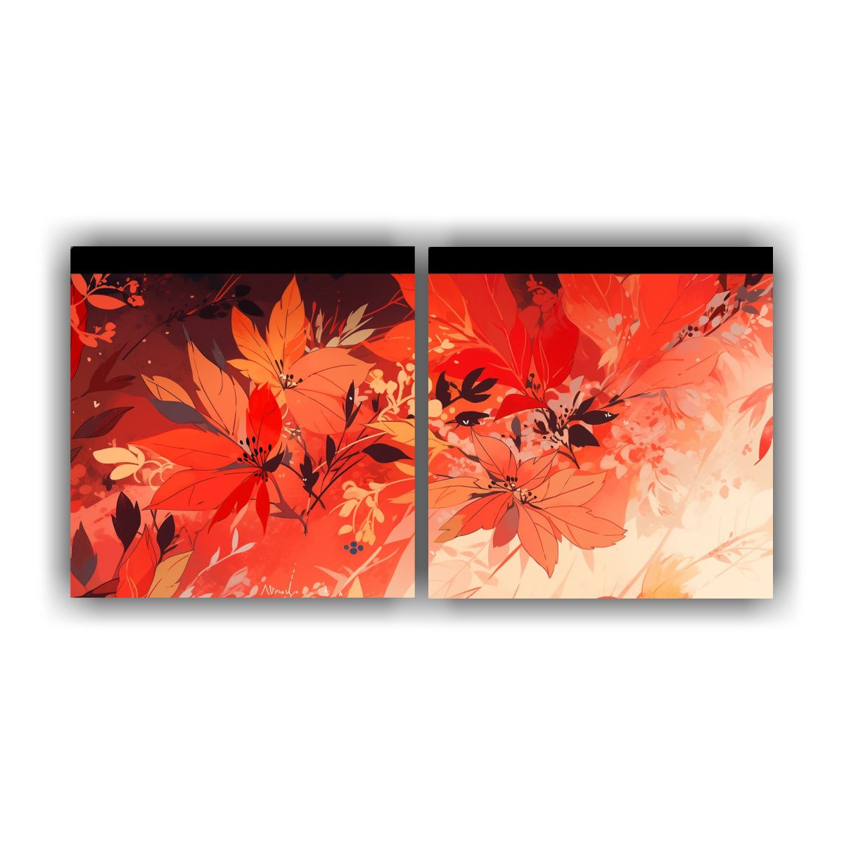 GENERICO - Dos Cuadros De Canvas Horizontal Motivo Rojo Y Naranja Ambie 160x80cm