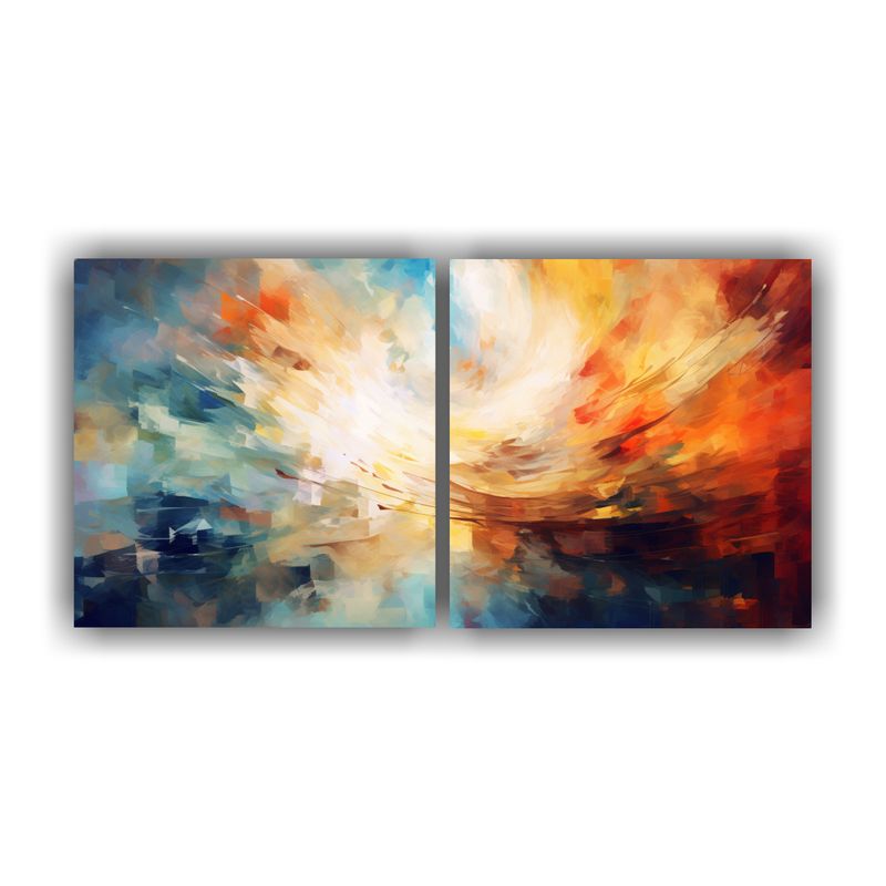 GENERICO - Dos Lienzos De Tela Abstractos Estéticos 160x80cm
