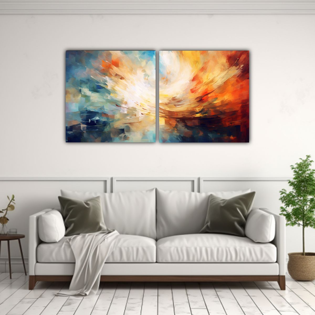 GENERICO - Dos Lienzos De Tela Abstractos Estéticos 160x80cm