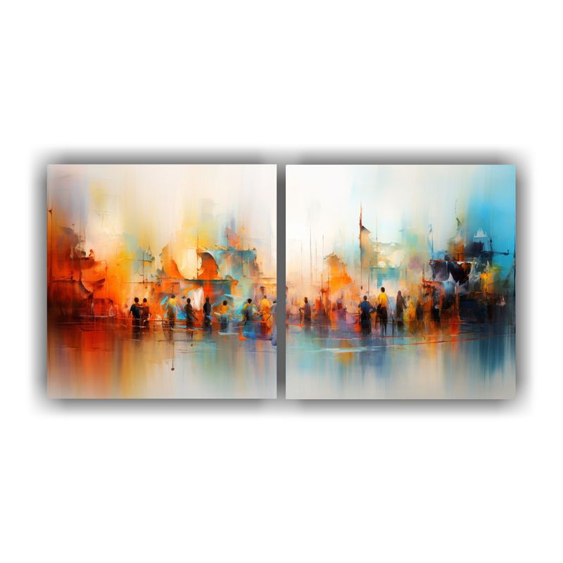 GENERICO - Pulso Rítmico Del Bullicioso Mercado: Pinturas Decorativas  160x80cm