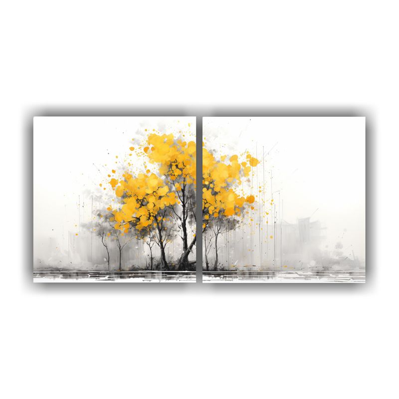GENERICO - Pintura Abstracta De Un álamo Temblón En Amarillo Y Negro 160x80cm