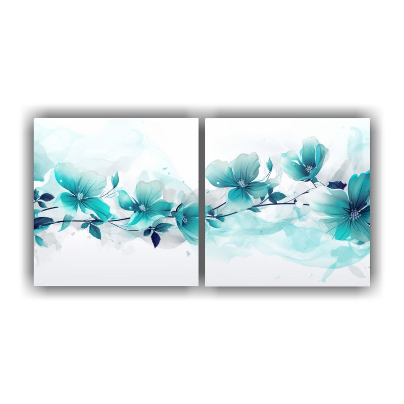GENERICO - Cuadros Modernos: Modernidad En Blanco Y Turquesa, Atmosfera 160x80cm