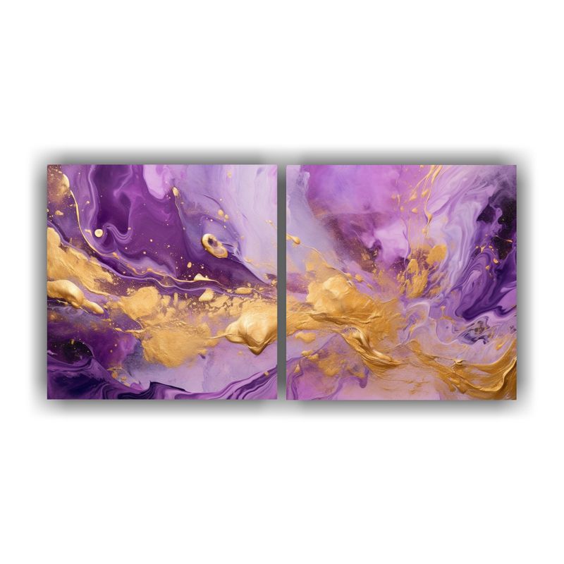 GENERICO - Pintura Vibrante De Color Morado Y Dorado En El Estilo De Do 160x80cm