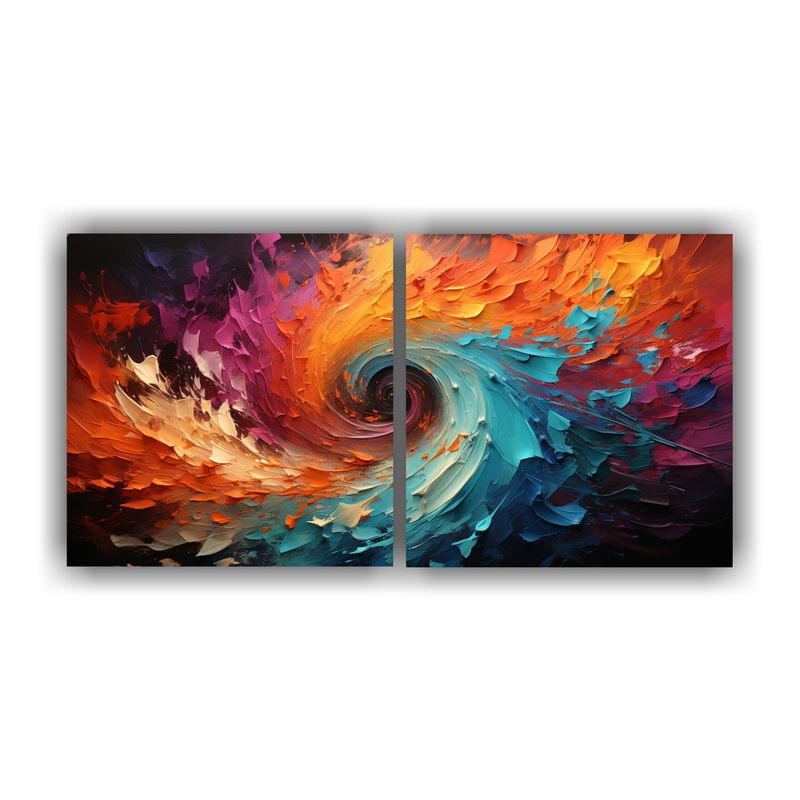 GENERICO - Set 2 Lienzos De Tela Patrón Intenso Motivo Horizontes Vibr 160x80cm