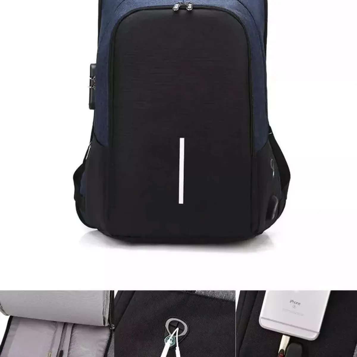 GENERICO - Mochila Ejecutiva Usb Porta Notebook Y Candado Gris