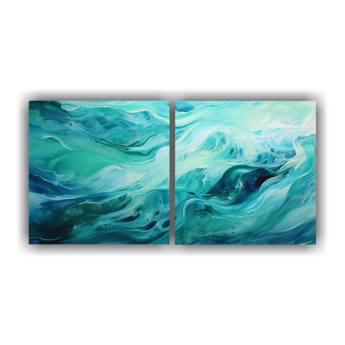 GENERICO - Cuadros Impresos Abstracción Giratoria En Azules Oceánicos 160x80cm