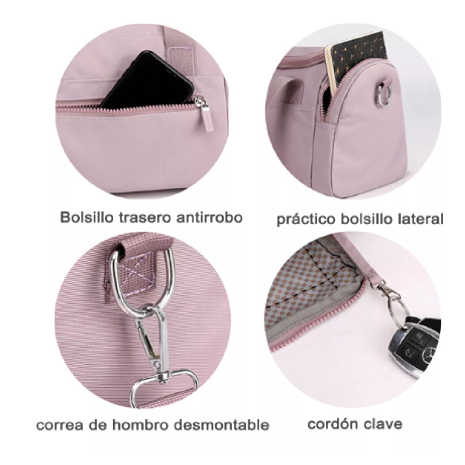 Bandolera 3 Capas Grande Bandolera Impermeable De 3 Capas Para Mujer - Grande, Color Negro, Con Correa Ajustable Bolso Cruzado Ajustable