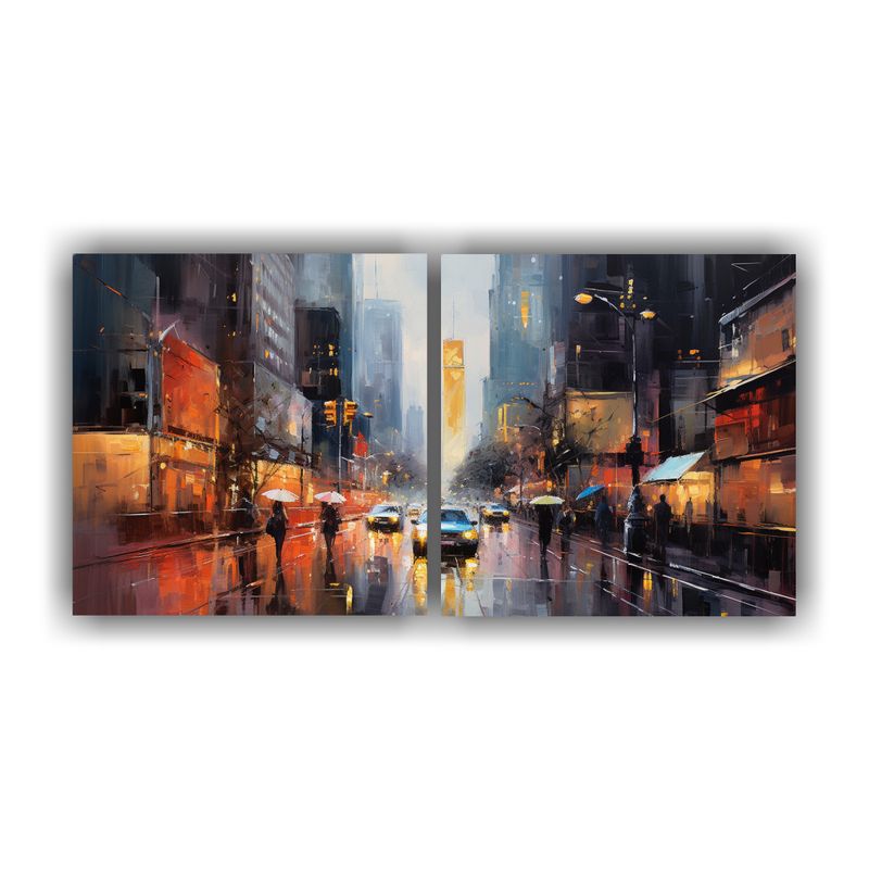 GENERICO - Cuadros Moderno Contraste Ciudad En Diversos Colores 160x80cm