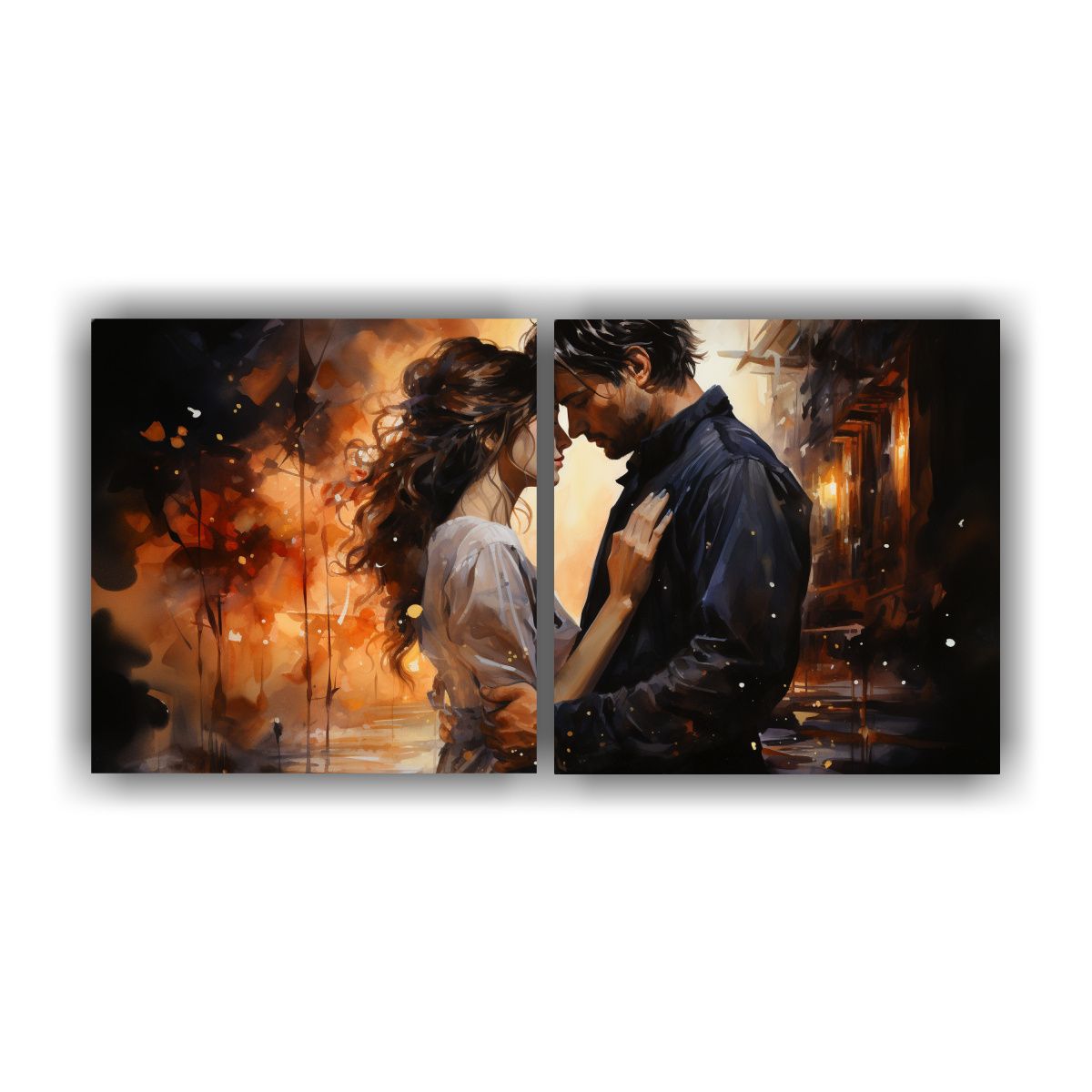 GENERICO - Cuadro Acuarela Lienzo Noche Líneas Finas Composición Din 160x80cm