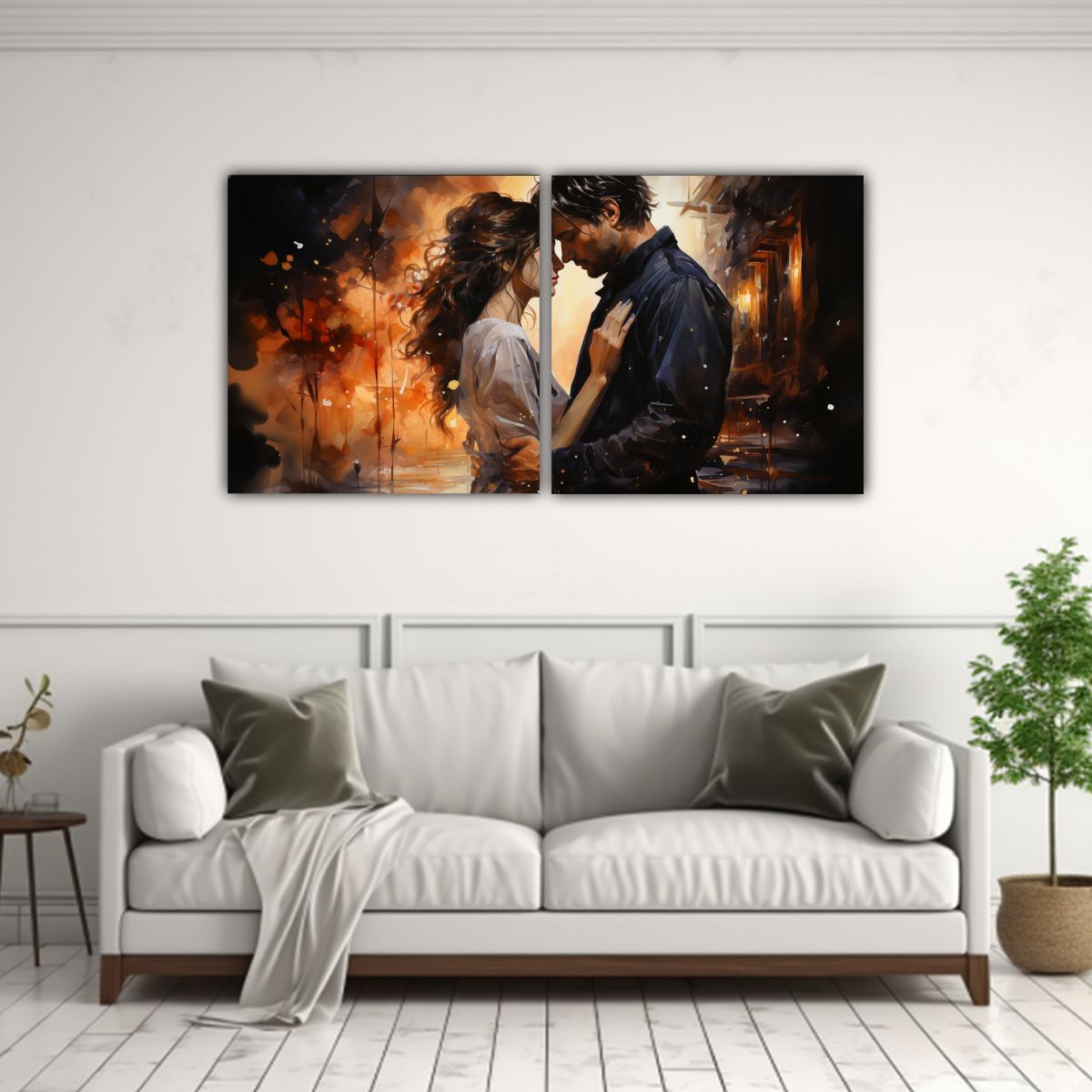 GENERICO - Cuadro Acuarela Lienzo Noche Líneas Finas Composición Din 160x80cm