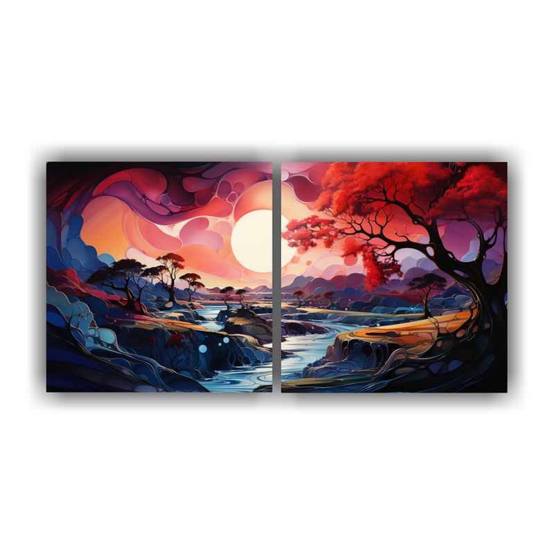 GENERICO - Cuadro Cuadro Única: Paisaje Surrealista Del Futuro 160x80cm