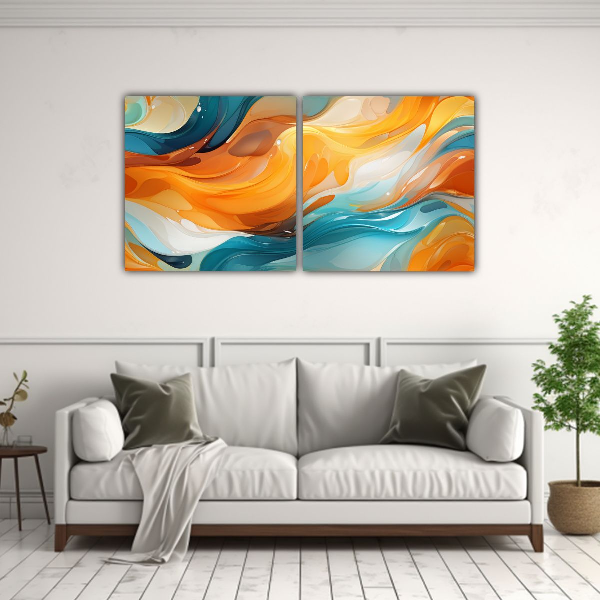 GENERICO - Cuadro Decorativo Con Formas Elípticas Llenas De Líquidos  160x80cm