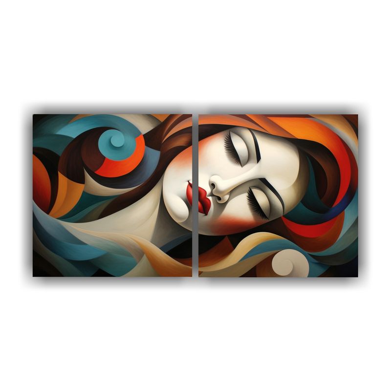 GENERICO - Cuadros De Decoración Armonía Colores Rostros Mujer 160x80cm
