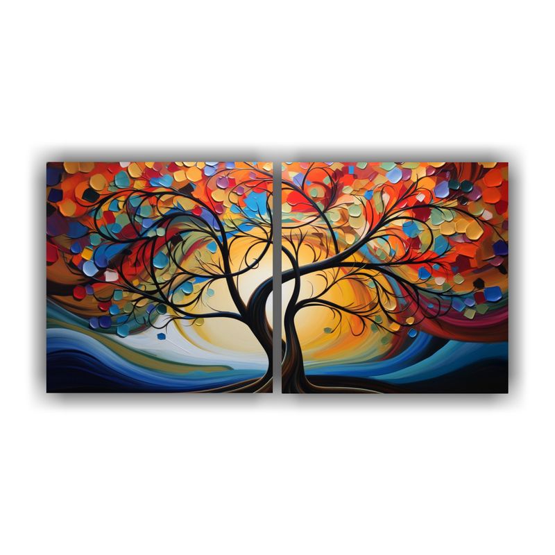 GENERICO - Pintura Abstracta Moderna Inspirada En árbol Composiciones  160x80cm