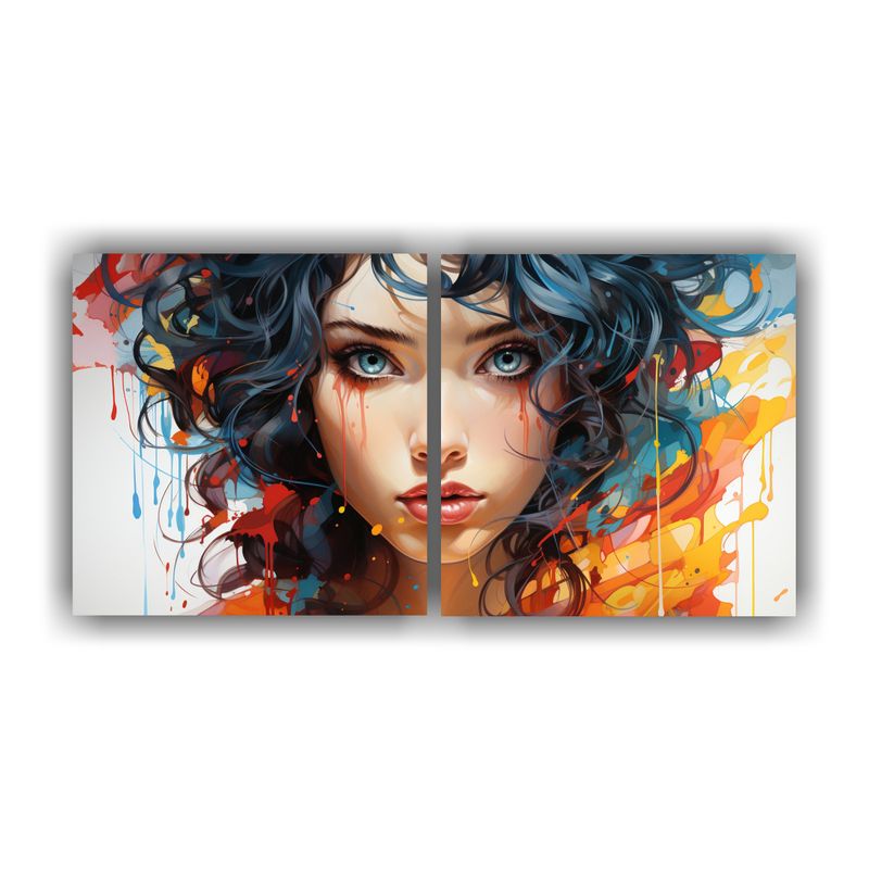 GENERICO - Pintura De Niña Comiendo En Lienzo Rectangular De Dos Artes 160x80cm