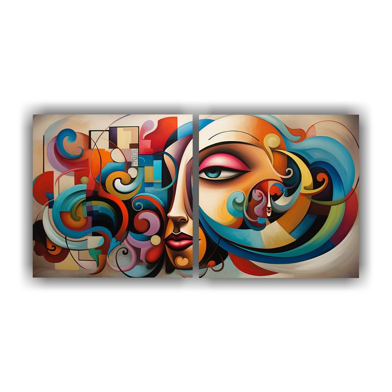 GENERICO - Pinturas Abstractas De Felicidad En Dos Telas En Bastidor 160x80cm