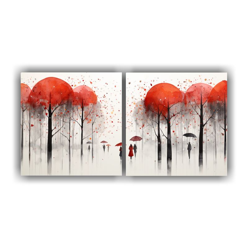GENERICO - Parejas Bajo La Lluvia En Bastidor, Arte Simétrico 160x80cm