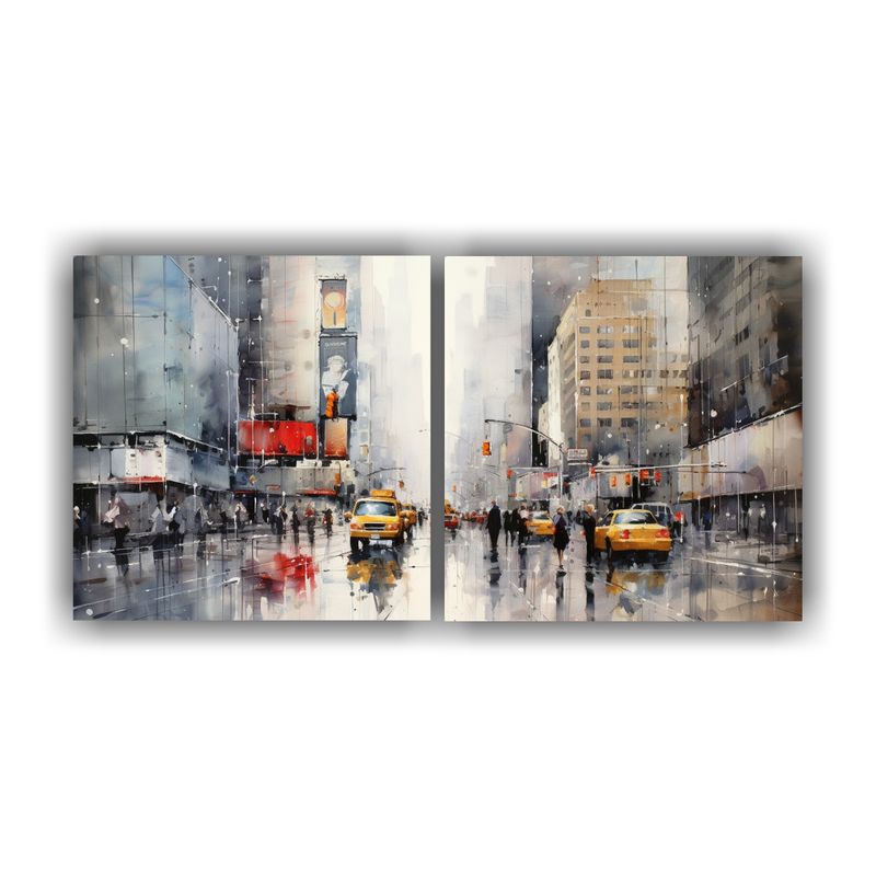 GENERICO - Conjunto 2 Pinturas Artes Moderno Ambiente Nueva York Gris C 160x80cm
