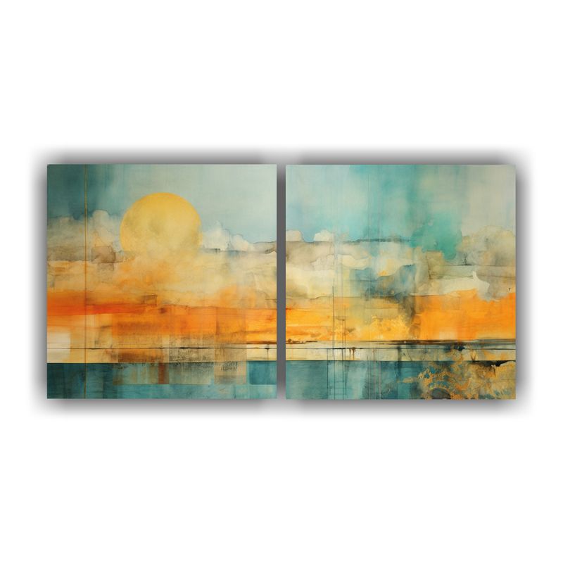 GENERICO - Cuadro De Pared Con Temática De Simetría En Naranja, Turqu 160x80cm