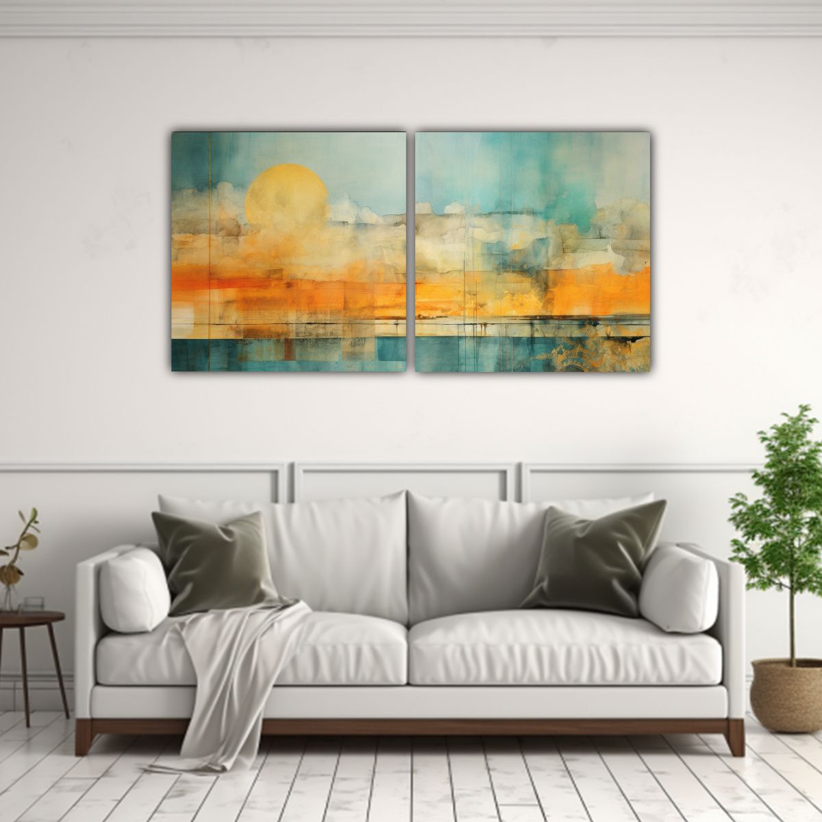 GENERICO - Cuadro De Pared Con Temática De Simetría En Naranja, Turqu 160x80cm