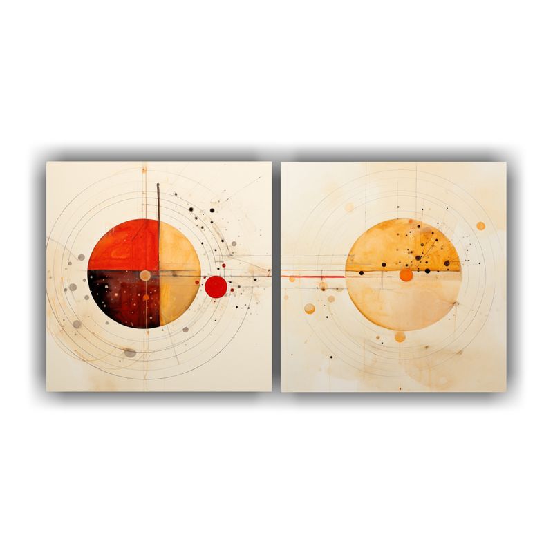 GENERICO - Pinturas Dos Canvas Calidos Armonia Con Círculo De Puntos Y 160x80cm