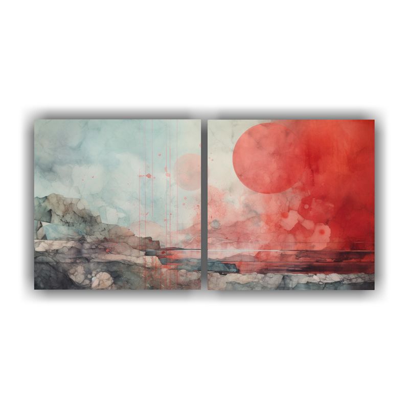 GENERICO - Pintura De Pared Inspiradora En Acuarela Rojo, Verde Azulado 160x80cm