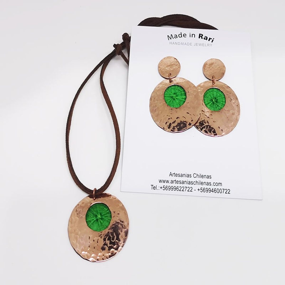 ARTESANIAS CHILENAS - Conjunto Crin y Cobre Hecho a Mano