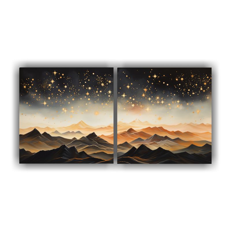 GENERICO - Paisaje Montañoso Brillante En Estilo Elegante Cuadros Deco 160x80cm