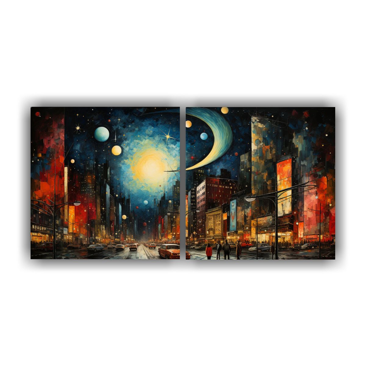 GENERICO - Cuadro Decorativo Estilo Wassily Kandinsky Morning NYC Set 2 160x80cm