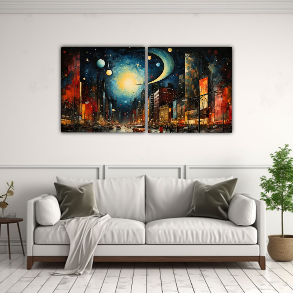 GENERICO - Cuadro Decorativo Estilo Wassily Kandinsky Morning NYC Set 2 160x80cm